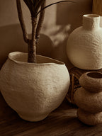 Cotton Mache Large Beige Planter
