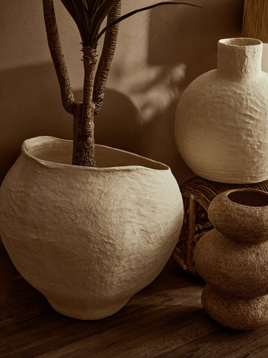 Cotton Mache Large Beige Planter