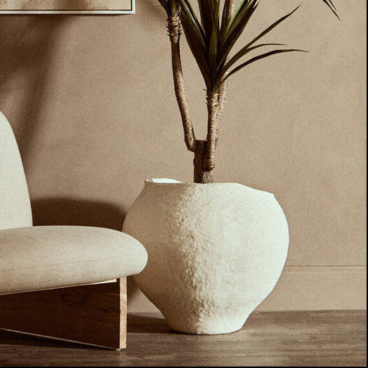 Cotton Mache Large Beige Planter