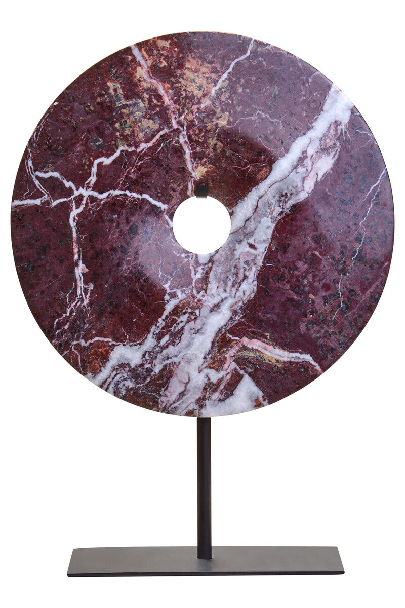 Small Red Marble Round Dia 20cm Disc Sculpture