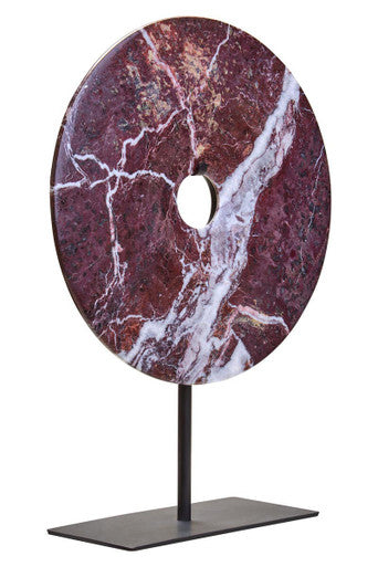 Small Red Marble Round Dia 20cm Disc Sculpture