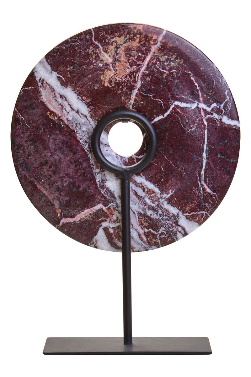 Small Red Marble Round Dia 20cm Disc Sculpture