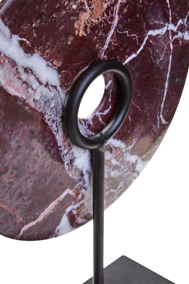 Small Red Marble Round Dia 20cm Disc Sculpture