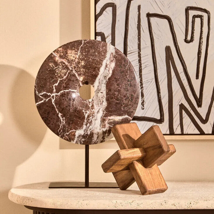 Small Red Marble Round Dia 20cm Disc Sculpture