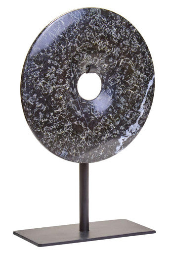 Extra Small Black Marble Round Dia 15cm Disc Sculpture