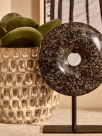 Extra Small Black Marble Round Dia 15cm Disc Sculpture