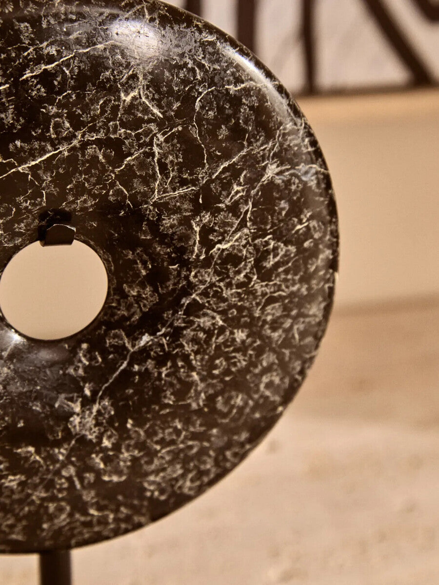 Extra Small Black Marble Round Dia 15cm Disc Sculpture