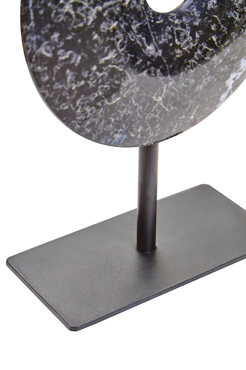 Extra Small Black Marble Round Dia 15cm Disc Sculpture