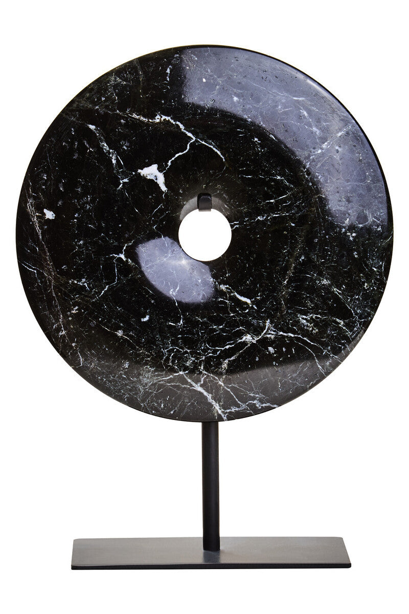Small Black Marble Round Dia 20cm Disc Sculpture | Salmo