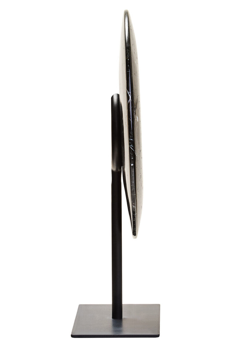 Small Black Marble Round Dia 20cm Disc Sculpture | Salmo