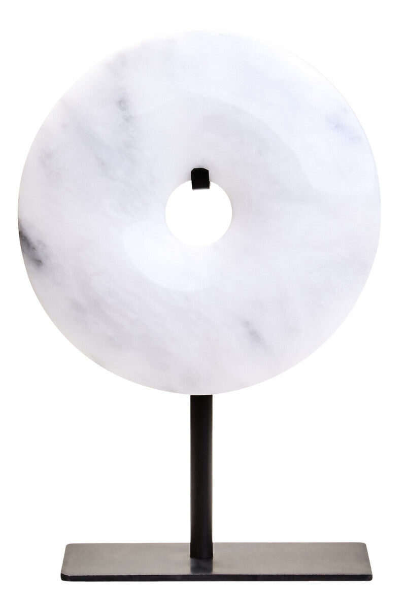 Extra Small Round Dia 15cm Grey Marble Disc Sculpture | Zoro