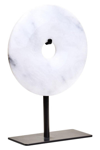 Extra Small Round Dia 15cm Grey Marble Disc Sculpture | Zoro