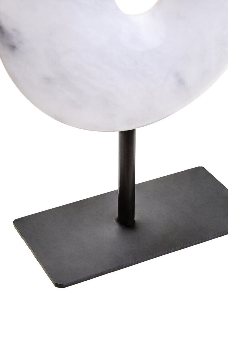 Extra Small Round Dia 15cm Grey Marble Disc Sculpture | Zoro