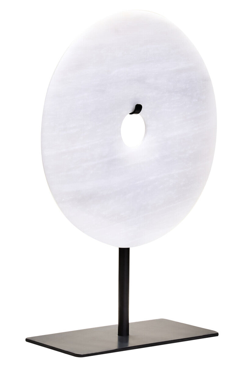 Small Round Dia 20cm Grey Marble Disc Sculpture
