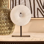Small Round Dia 20cm Grey Marble Disc Sculpture