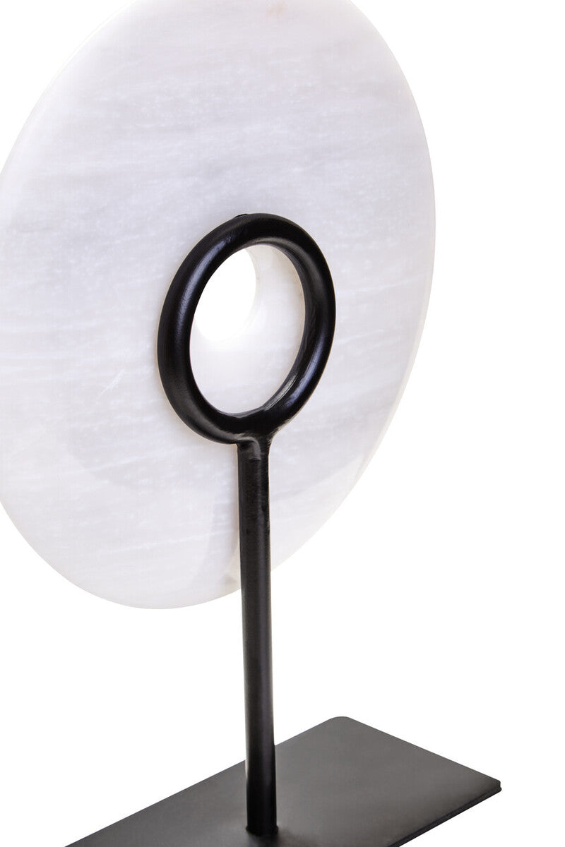 Small Round Dia 20cm Grey Marble Disc Sculpture