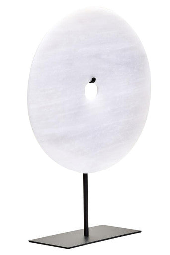Medium Round Dia 25cm Grey Marble Disc Sculpture
