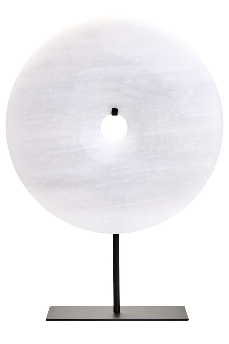 Large Round Dia 30cm Grey Marble Disc Sculpture
