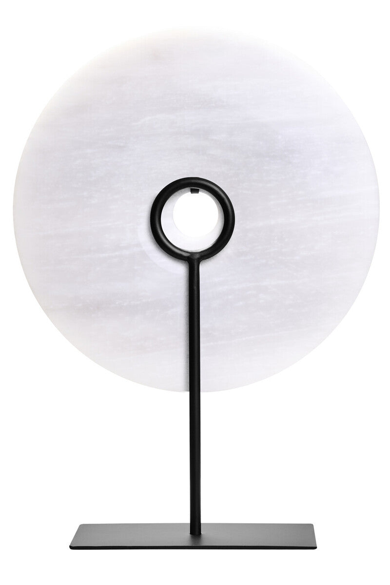 Large Round Dia 30cm Grey Marble Disc Sculpture