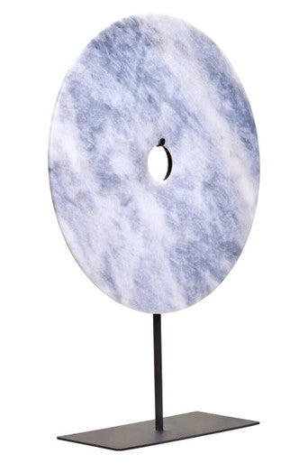 Extra Large Round Dia 35cm Grey Marble Disc Sculpture