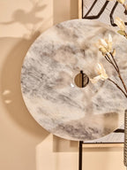 Extra Large Round Dia 35cm Grey Marble Disc Sculpture