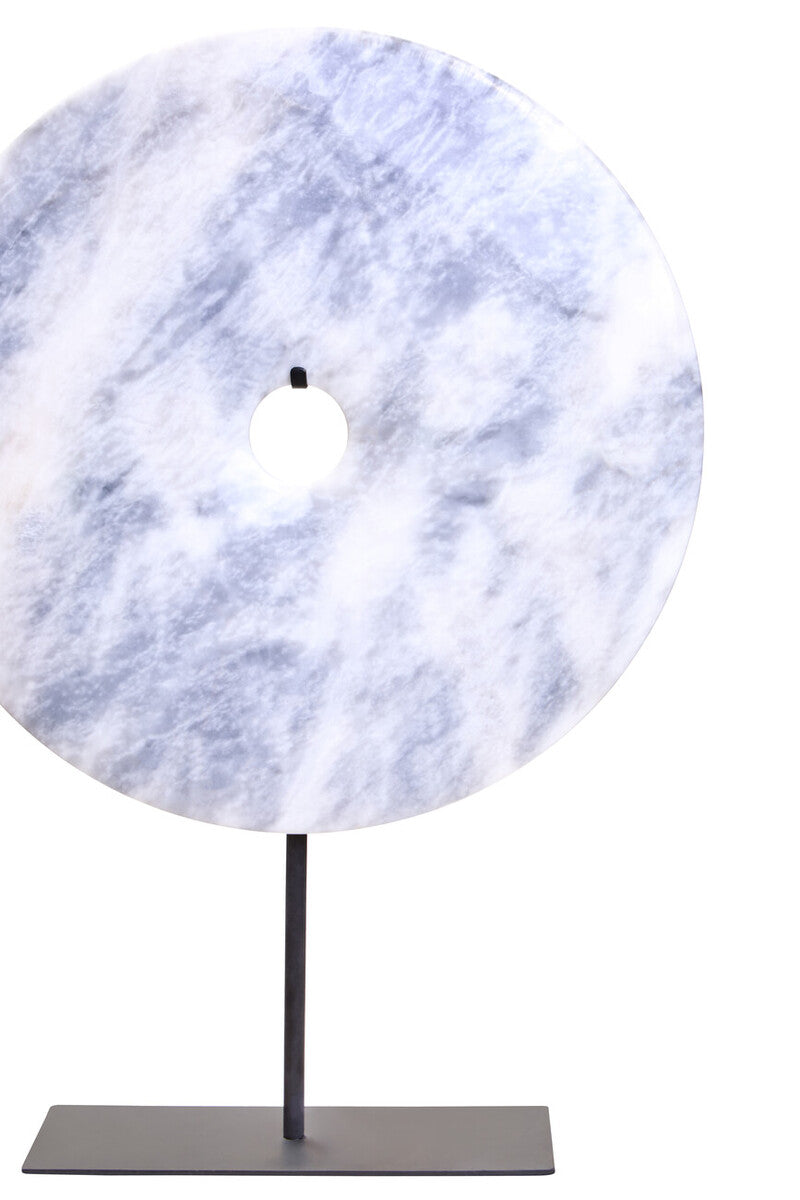 Extra Large Round Dia 35cm Grey Marble Disc Sculpture