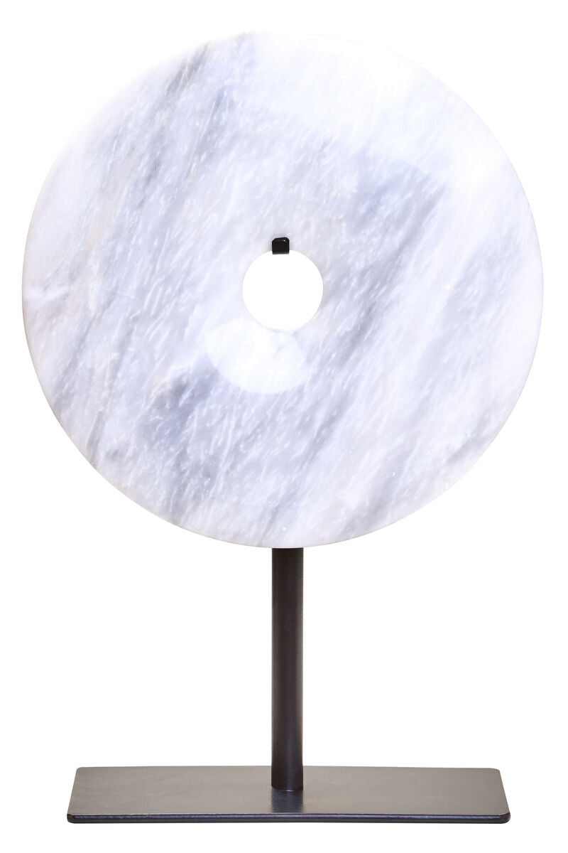 Small Round Dia 20cm White Marble Disc Sculpture