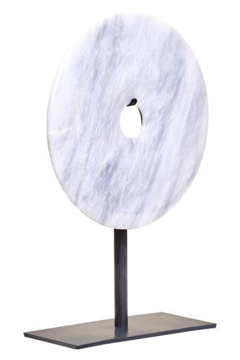 Small Round Dia 20cm White Marble Disc Sculpture