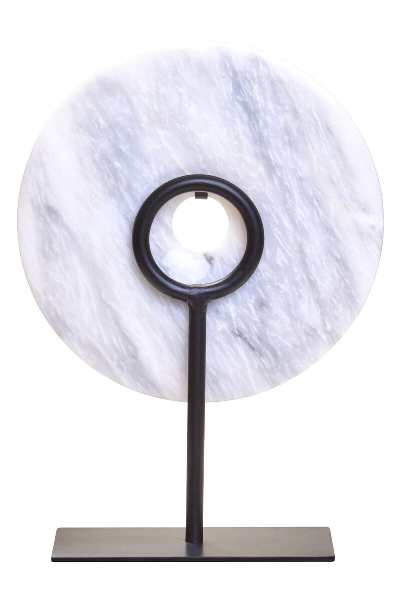 Small Round Dia 20cm White Marble Disc Sculpture