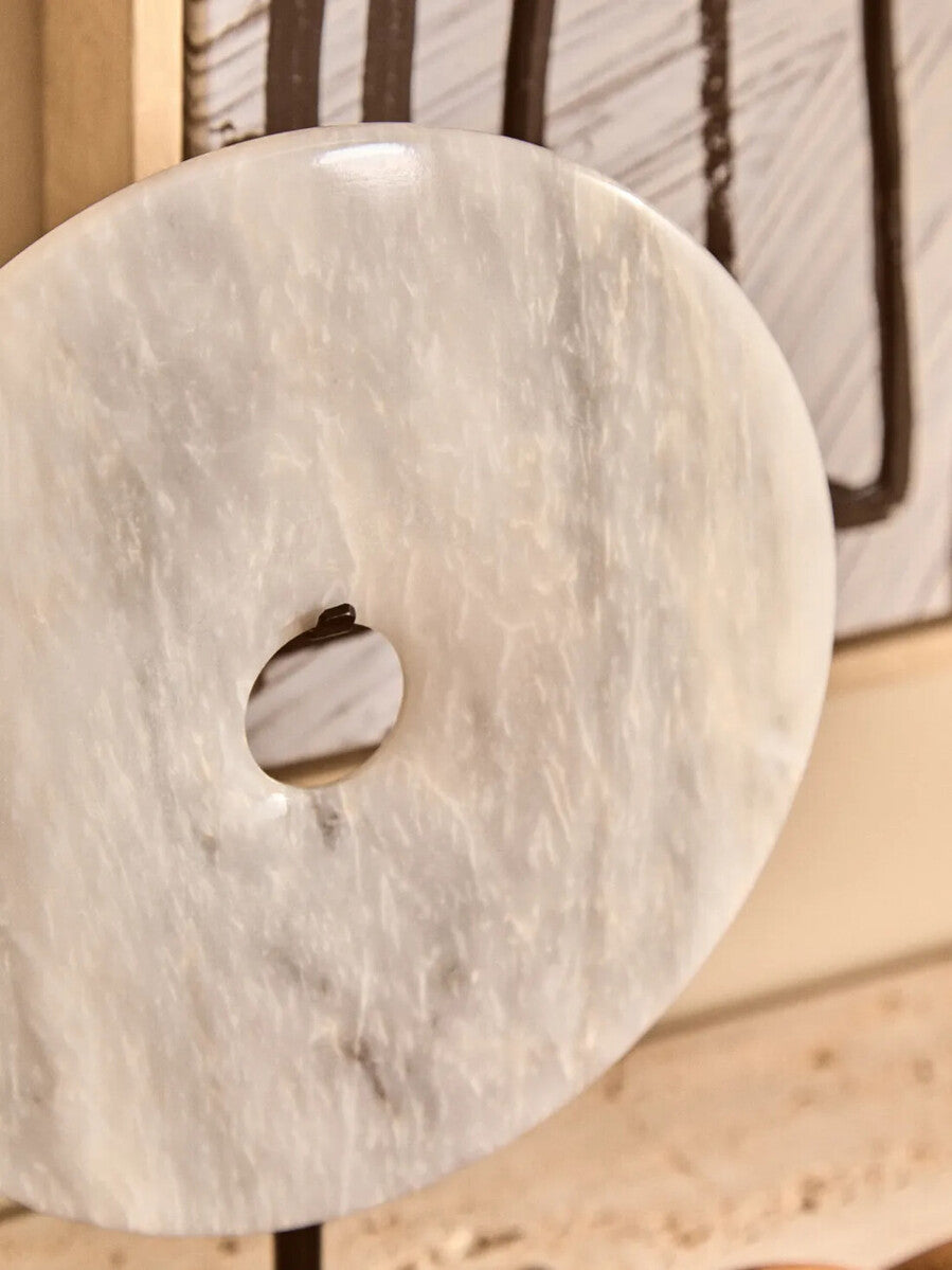 Small Round Dia 20cm White Marble Disc Sculpture