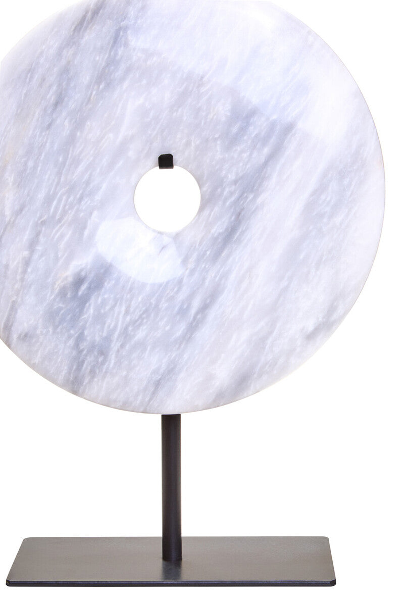 Small Round Dia 20cm White Marble Disc Sculpture