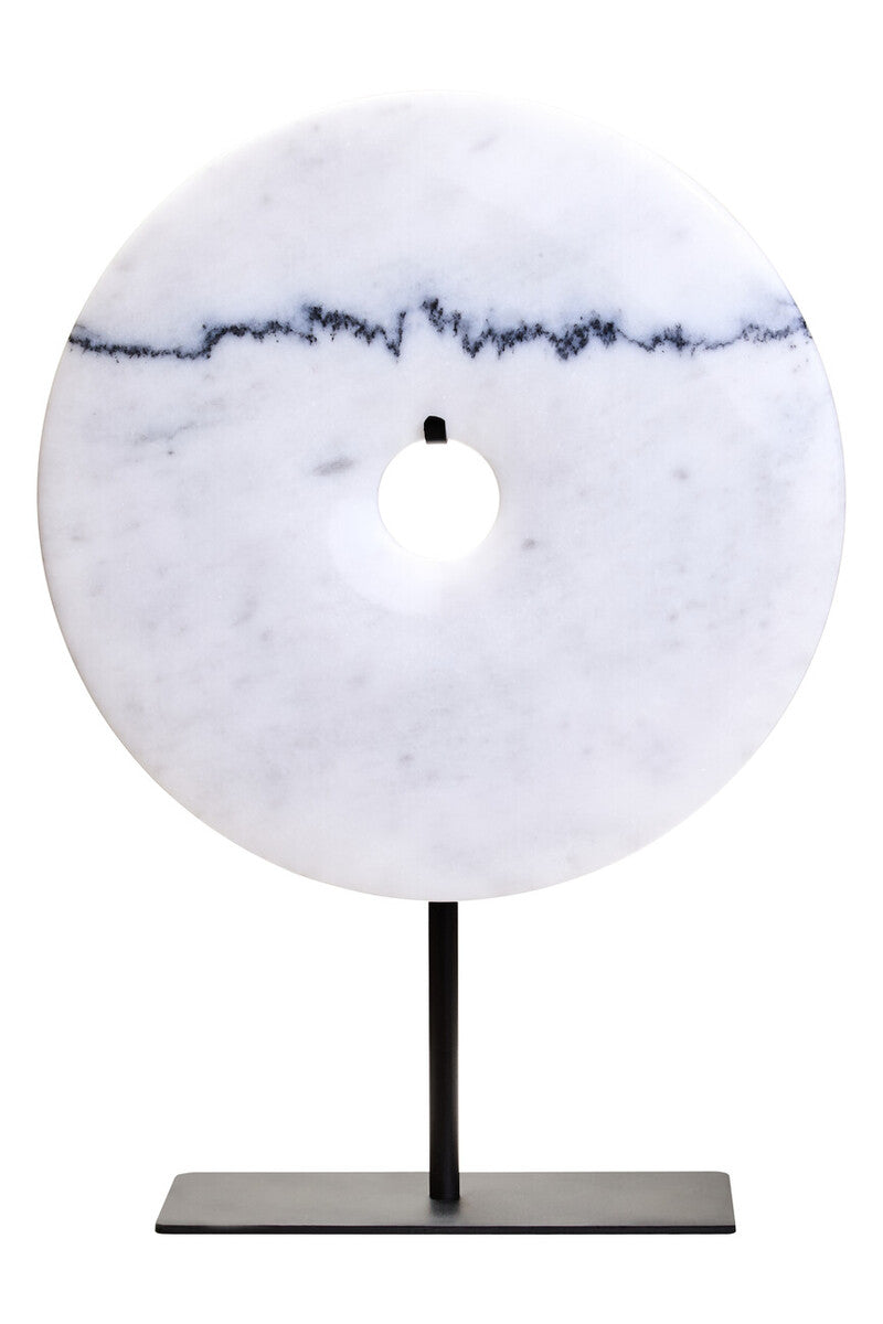 Medium Round Dia 25cm White Marble Disc Sculpture | Zoro