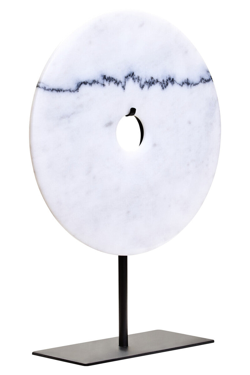 Medium Round Dia 25cm White Marble Disc Sculpture | Zoro