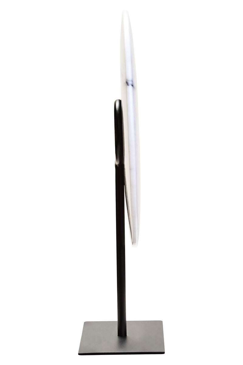 Medium Round Dia 25cm White Marble Disc Sculpture | Zoro