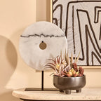 Medium Round Dia 25cm White Marble Disc Sculpture