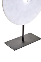 Medium Round Dia 25cm White Marble Disc Sculpture