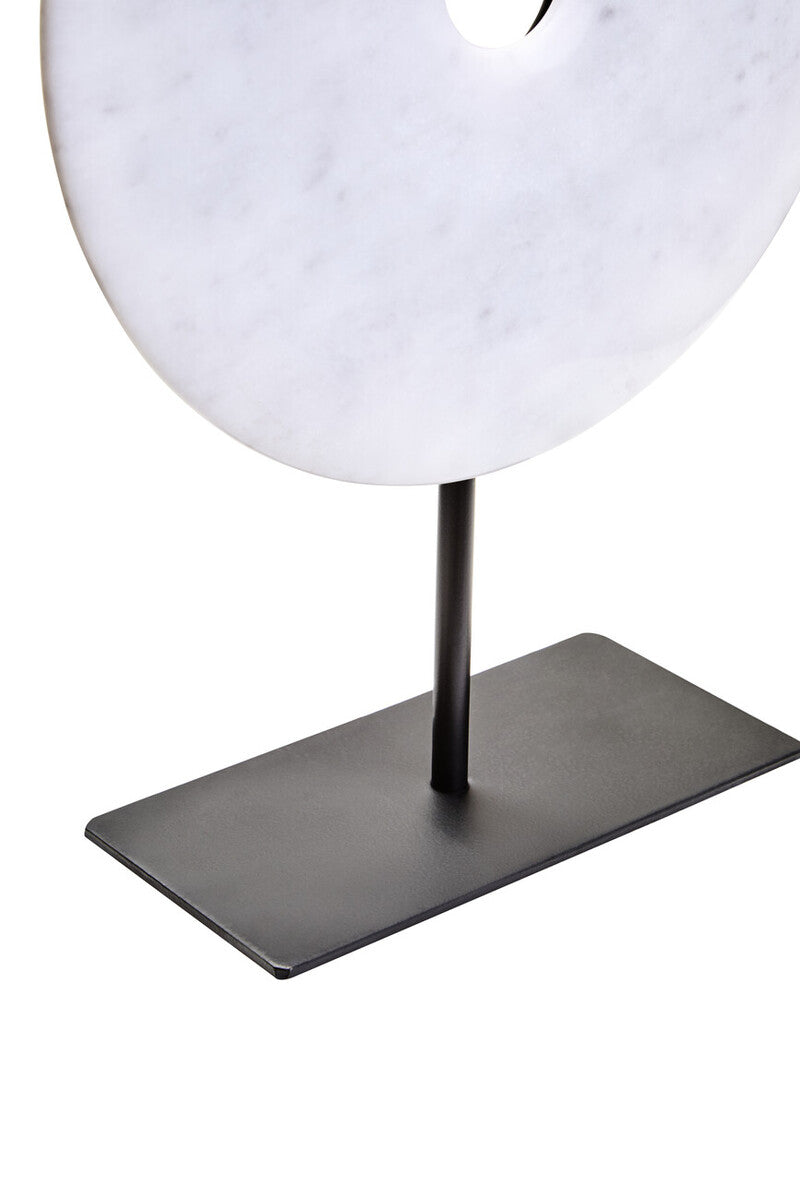 Medium Round Dia 25cm White Marble Disc Sculpture
