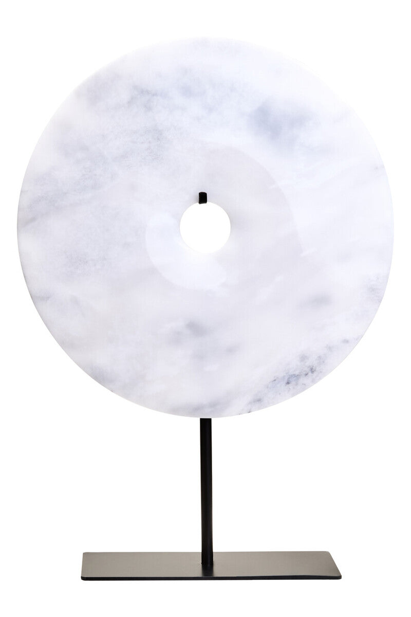 Large Round Dia 30cm White Marble Disc Sculpture | Zoro