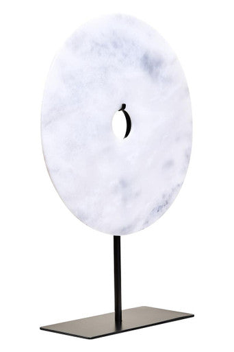 Large Round Dia 30cm White Marble Disc Sculpture | Zoro