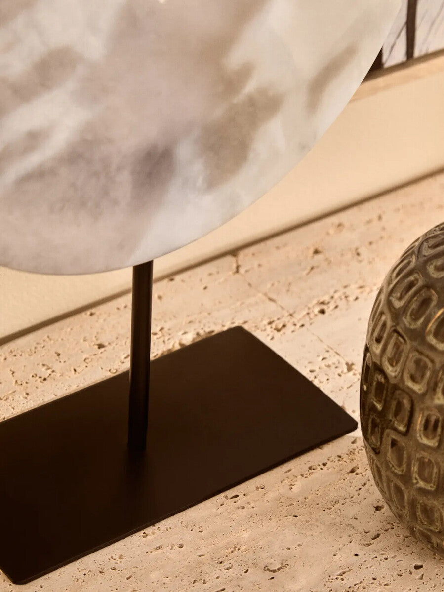Large Round Dia 30cm White Marble Disc Sculpture | Zoro