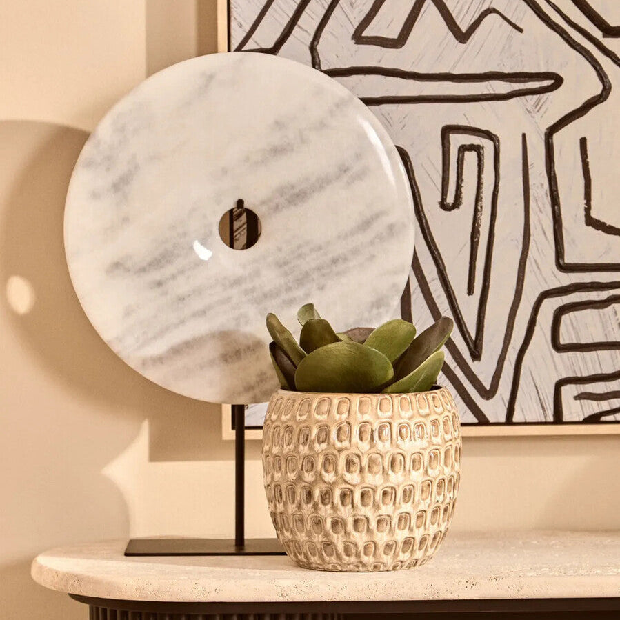 Extra Large Round Dia 35cm White Marble Disc Sculpture