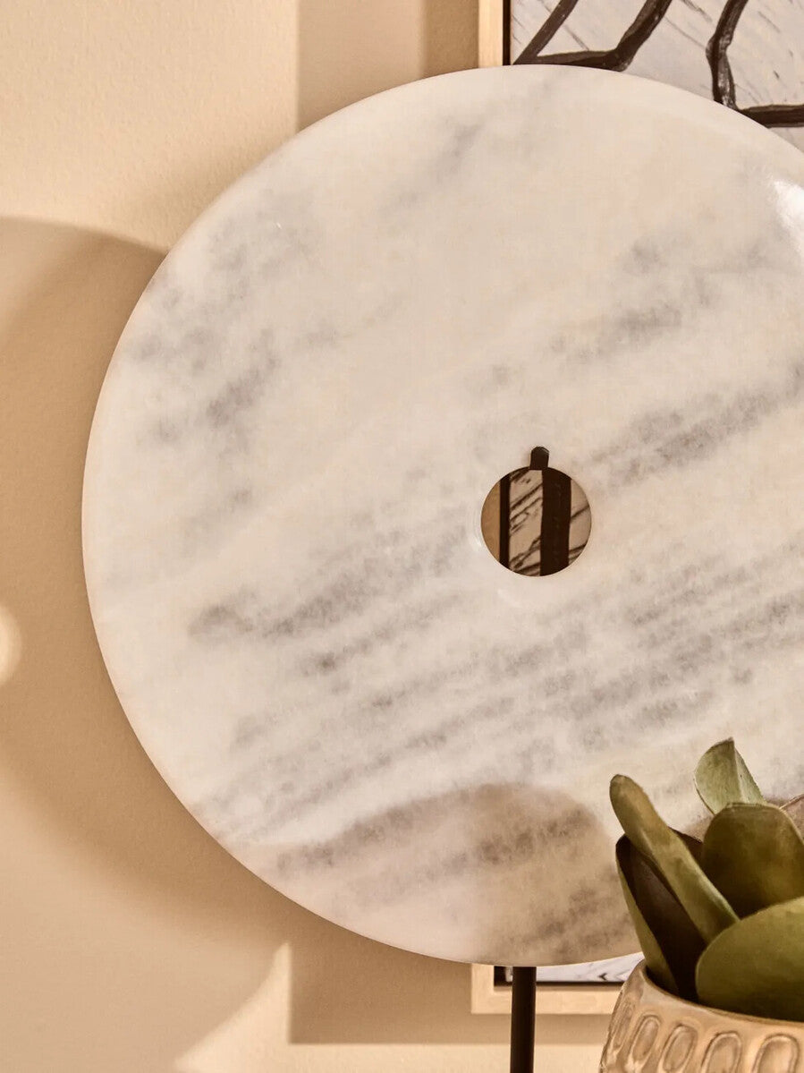 Extra Large Round Dia 35cm White Marble Disc Sculpture