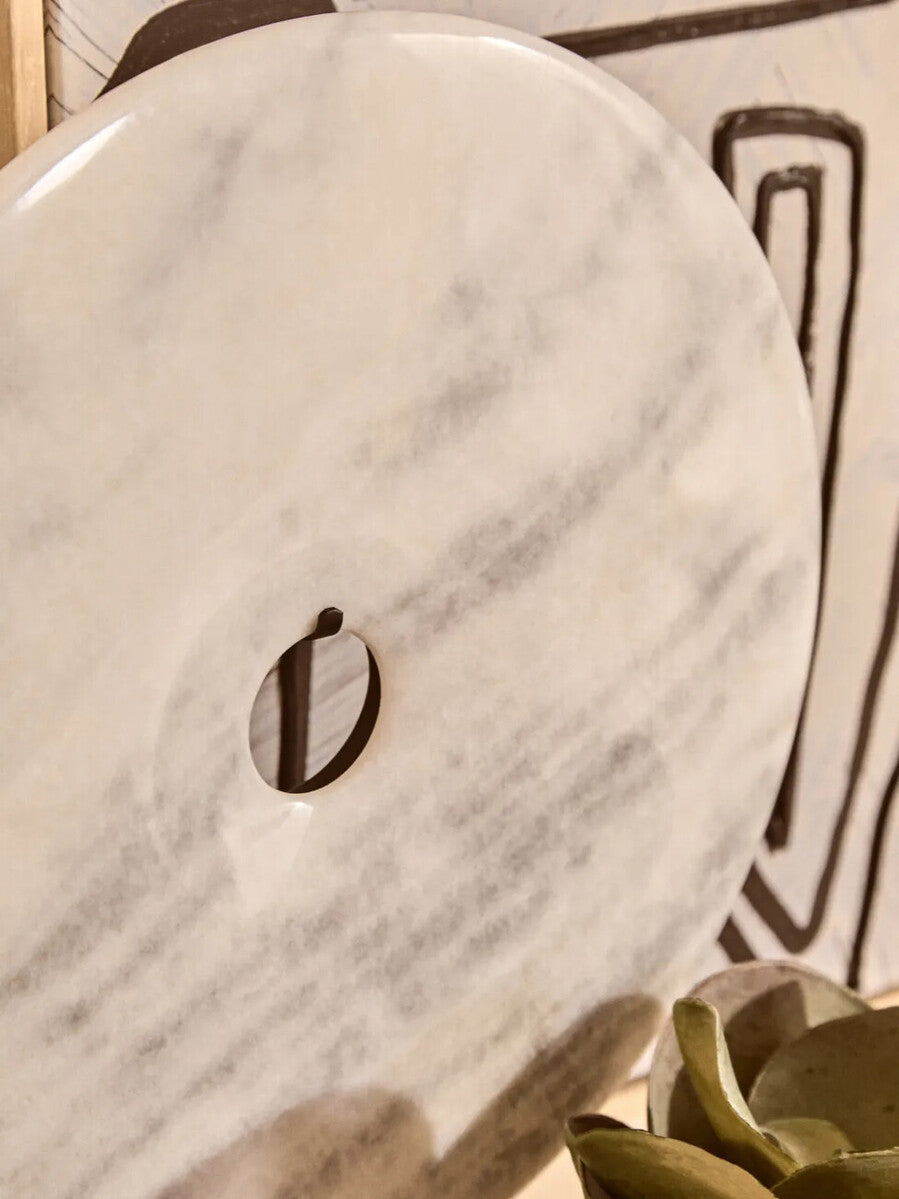Extra Large Round Dia 35cm White Marble Disc Sculpture