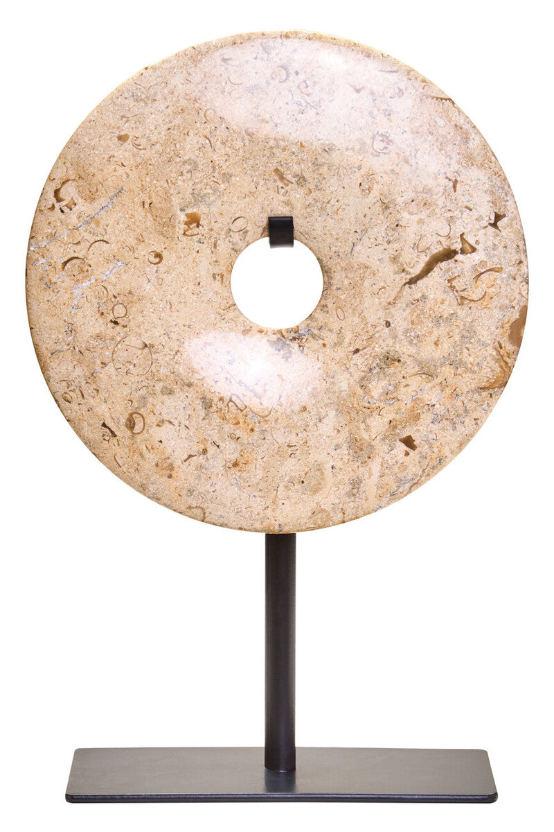 Extra Small Natural Speckled Marble Round Dia 15cm Disc Sculpture | Zoro
