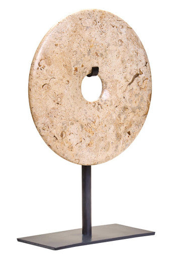 Extra Small Natural Speckled Marble Round Dia 15cm Disc Sculpture | Zoro