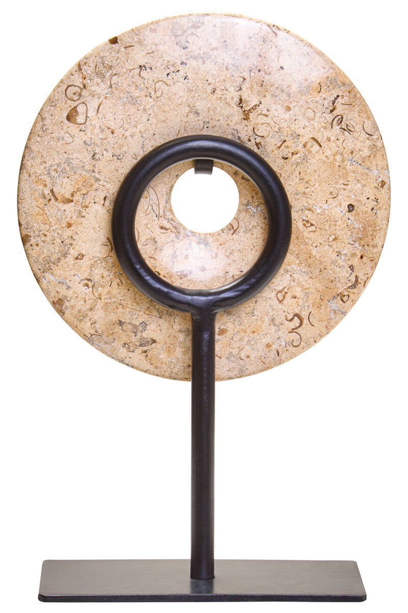 Extra Small Natural Speckled Marble Round Dia 15cm Disc Sculpture | Zoro