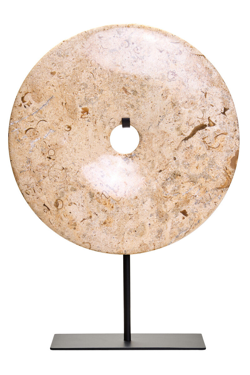 Small Natural Speckled Marble Round Dia 20cm Disc Sculpture
