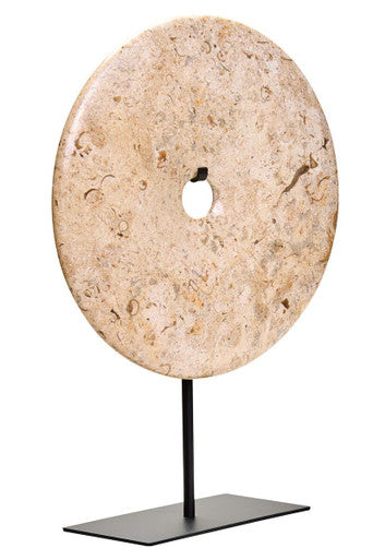 Small Natural Speckled Marble Round Dia 20cm Disc Sculpture