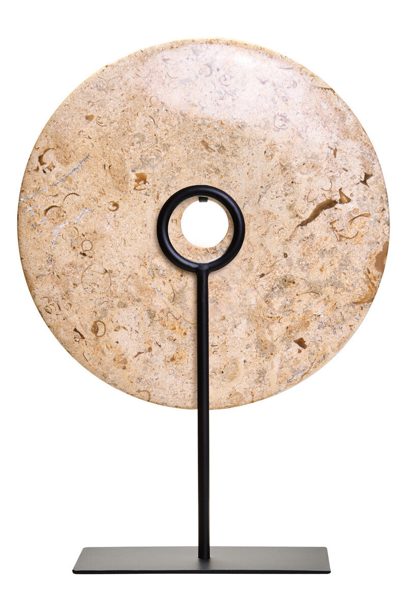 Small Natural Speckled Marble Round Dia 20cm Disc Sculpture