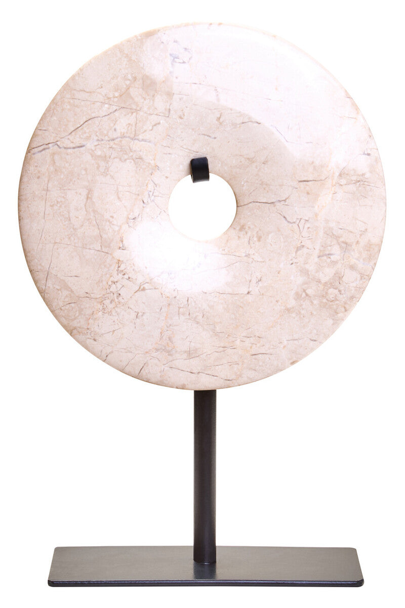 Extra Small Cream Marble Round Dia 15cm Disc Sculpture